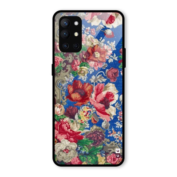 Block Printed Flowers Glass Back Case for OnePlus 9R