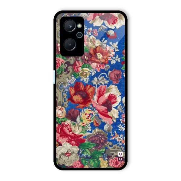 Block Printed Flowers Glass Back Case for Realme 9i