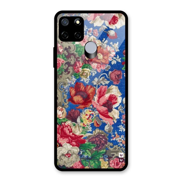 Block Printed Flowers Glass Back Case for Realme C15