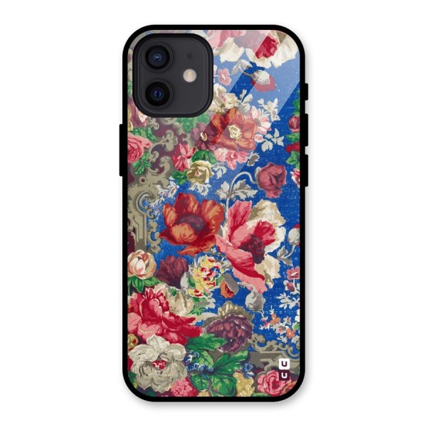 Block Printed Flowers Glass Back Case for iPhone 12