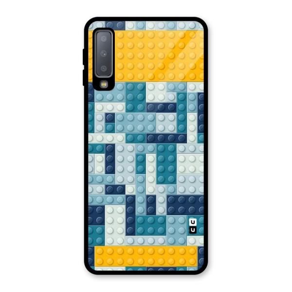 Blocks Blues Glass Back Case for Galaxy A7 (2018)