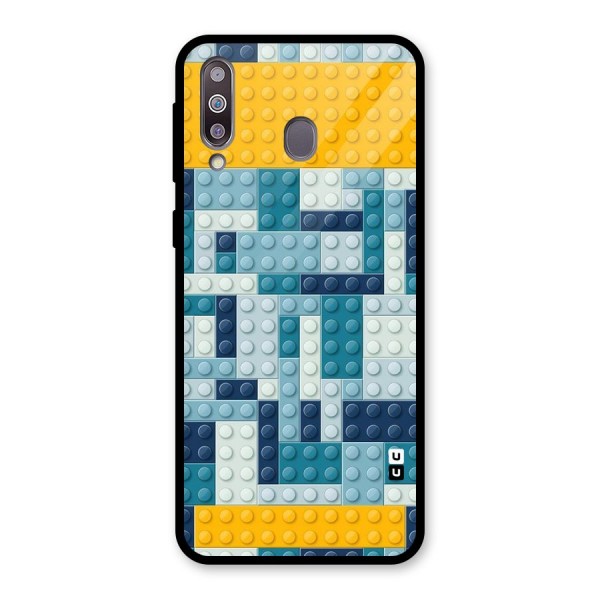 Blocks Blues Glass Back Case for Galaxy M30