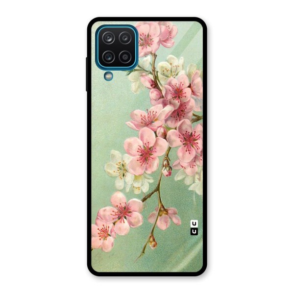 Blossom Cherry Design Glass Back Case for Galaxy A12