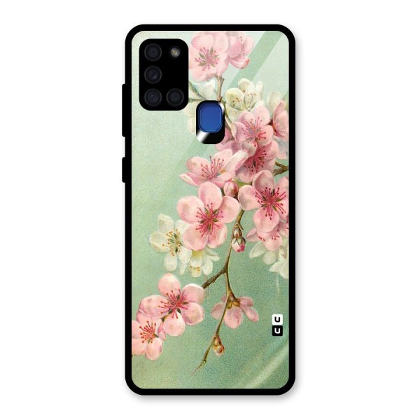 Blossom Cherry Design Glass Back Case for Galaxy A21s