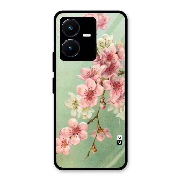 Blossom Cherry Design Glass Back Case for Vivo Y22