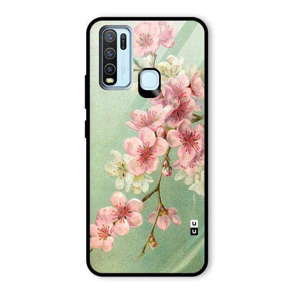 Blossom Cherry Design Glass Back Case for Vivo Y30