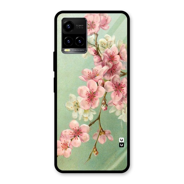 Blossom Cherry Design Glass Back Case for Vivo Y33s