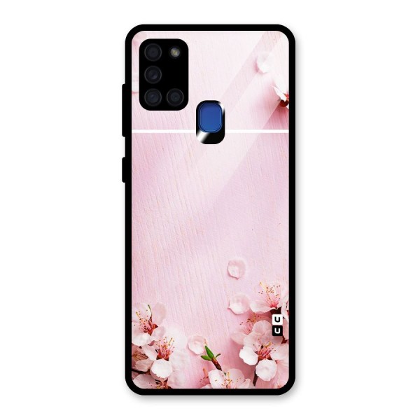 Blossom Frame Pink Glass Back Case for Galaxy A21s