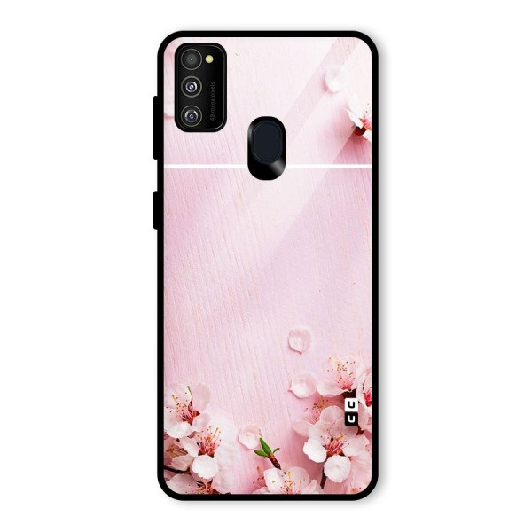 Blossom Frame Pink Glass Back Case for Galaxy M21