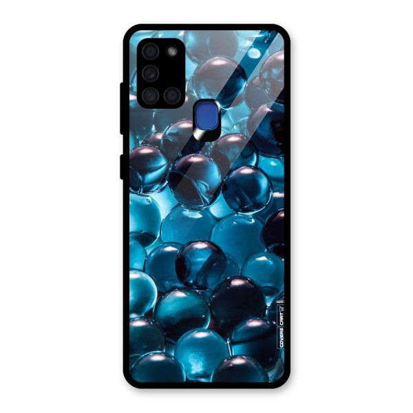 Blue Abstract Balls Glass Back Case for Galaxy A21s