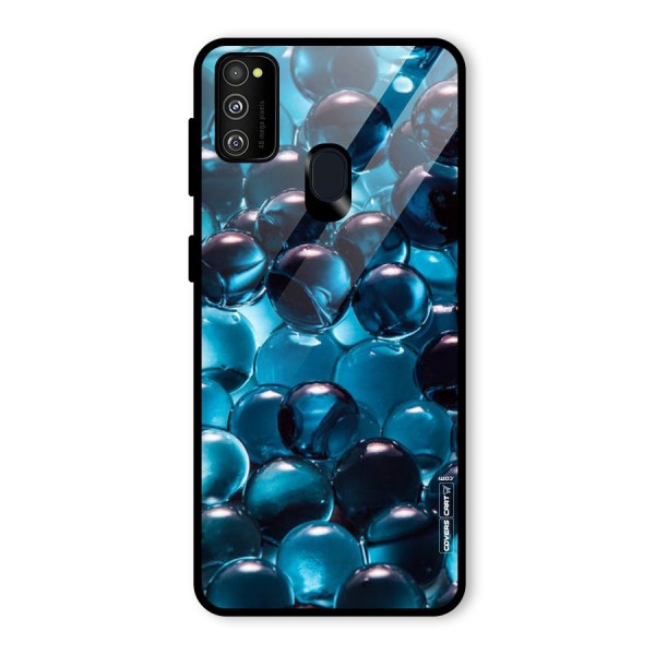 Blue Abstract Balls Glass Back Case for Galaxy M21