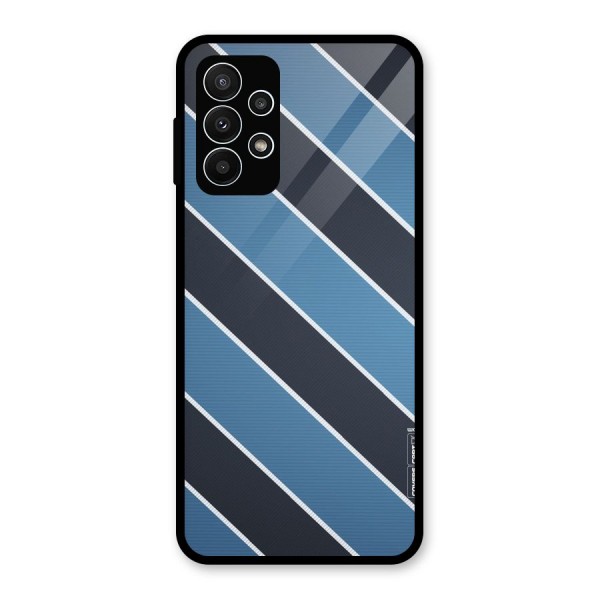 Blue Black Stripes Glass Back Case for Galaxy A23