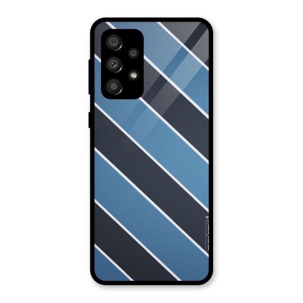 Blue Black Stripes Glass Back Case for Galaxy A32