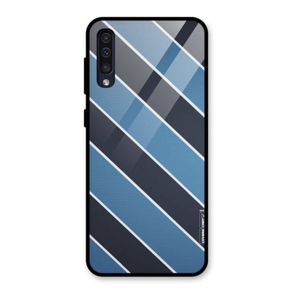 Blue Black Stripes Glass Back Case for Galaxy A50s