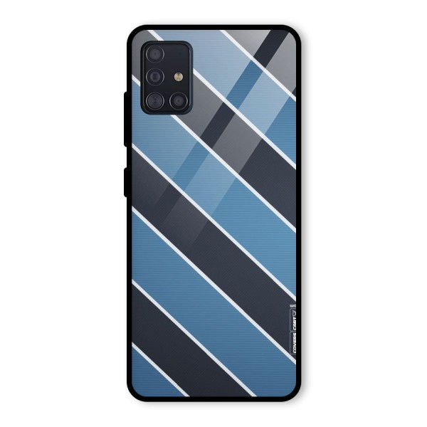 Blue Black Stripes Glass Back Case for Galaxy A51