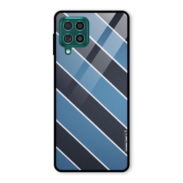 Blue Black Stripes Glass Back Case for Galaxy F62