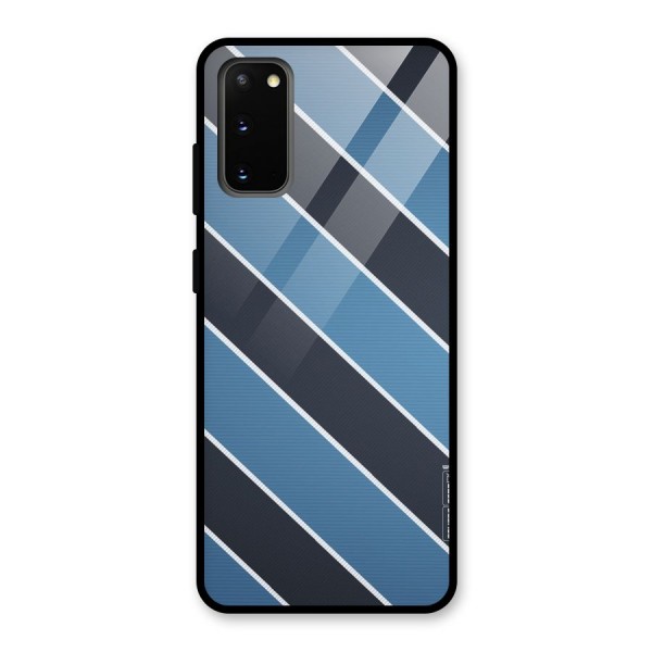 Blue Black Stripes Glass Back Case for Galaxy S20