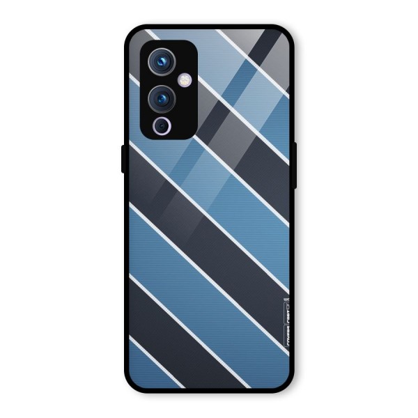 Blue Black Stripes Glass Back Case for OnePlus 9