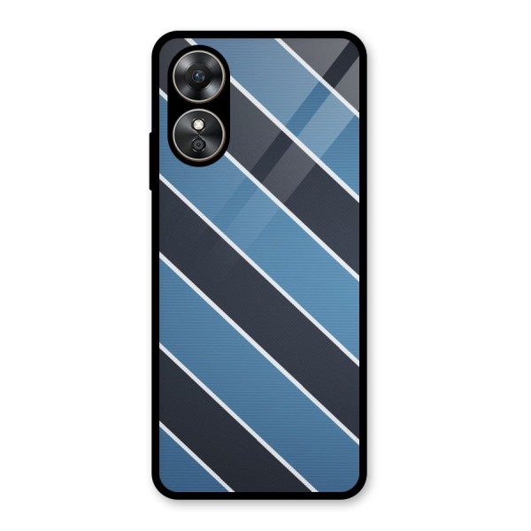 Blue Black Stripes Glass Back Case for Oppo A17