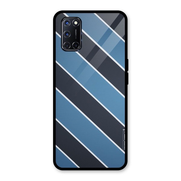 Blue Black Stripes Glass Back Case for Oppo A52