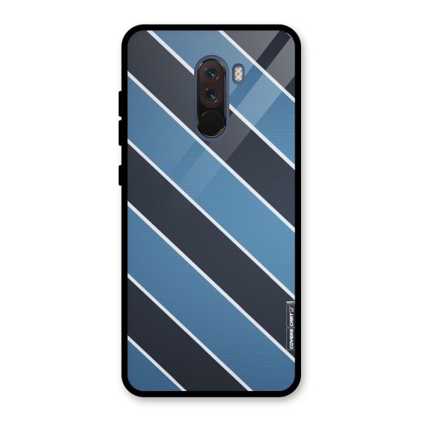 Blue Black Stripes Glass Back Case for Poco F1