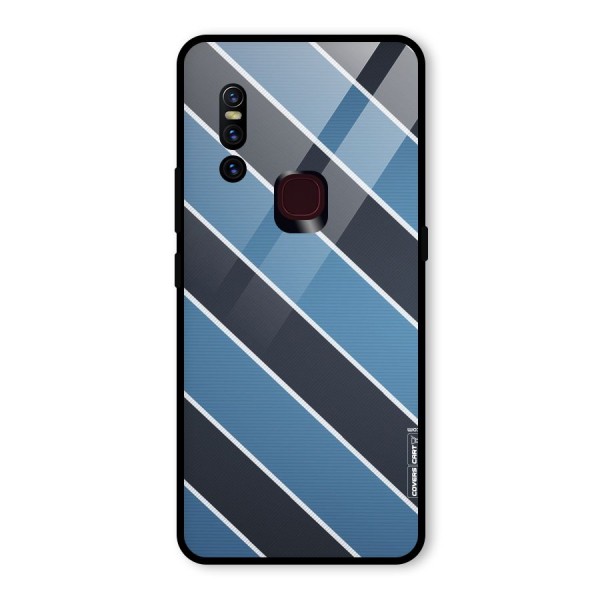 Blue Black Stripes Glass Back Case for Vivo V15