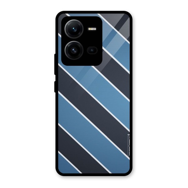 Blue Black Stripes Glass Back Case for Vivo V25