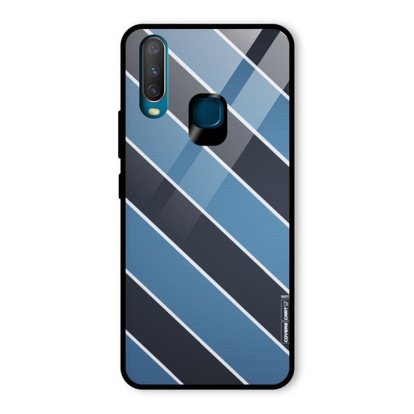 Blue Black Stripes Glass Back Case for Vivo Y12