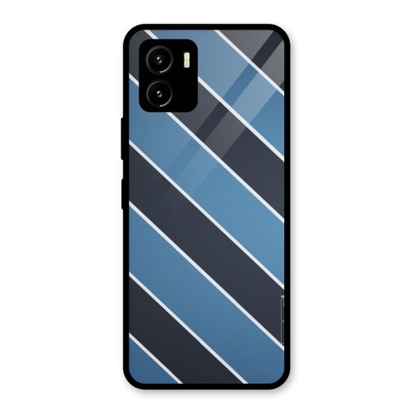 Blue Black Stripes Glass Back Case for Vivo Y15s