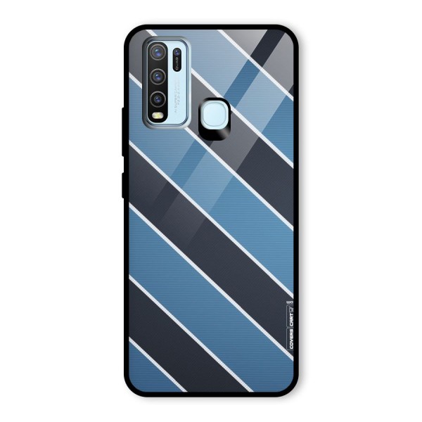 Blue Black Stripes Glass Back Case for Vivo Y30