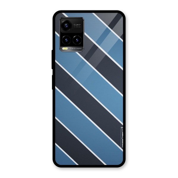 Blue Black Stripes Glass Back Case for Vivo Y33s