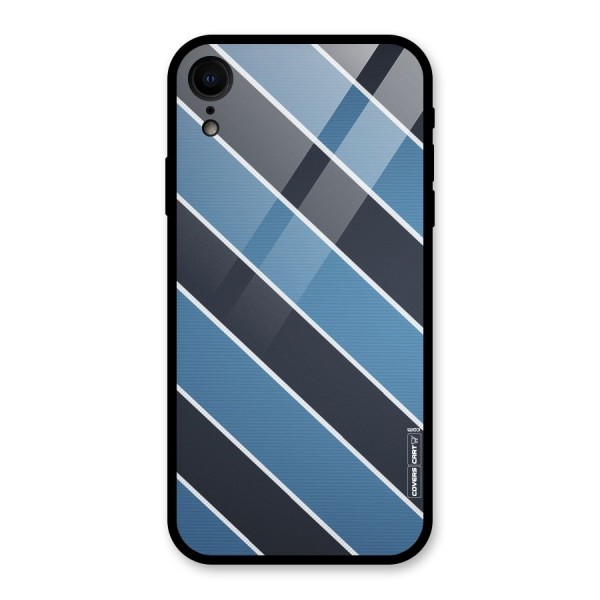 Blue Black Stripes Glass Back Case for XR