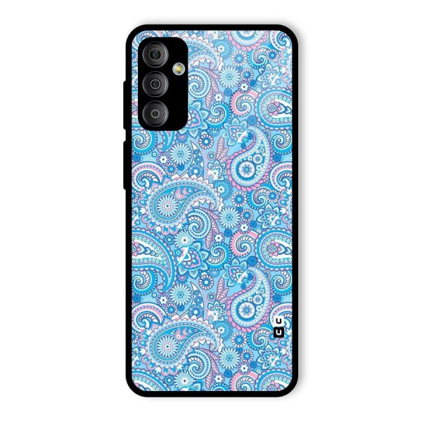 Blue Block Pattern Glass Back Case for Galaxy F23