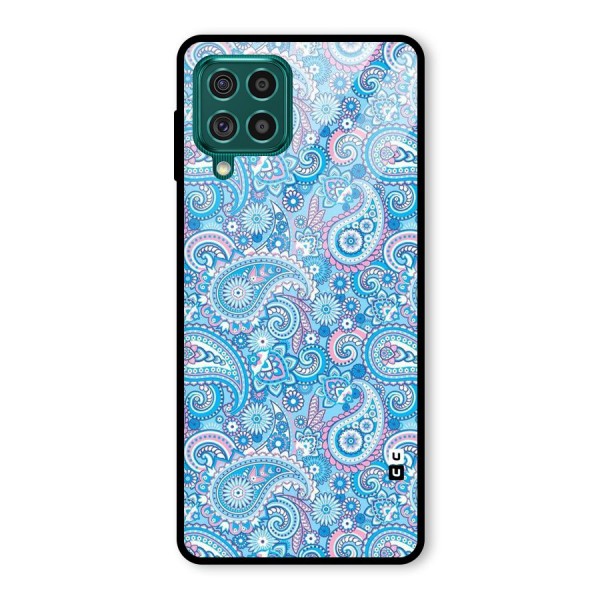 Blue Block Pattern Glass Back Case for Galaxy F62