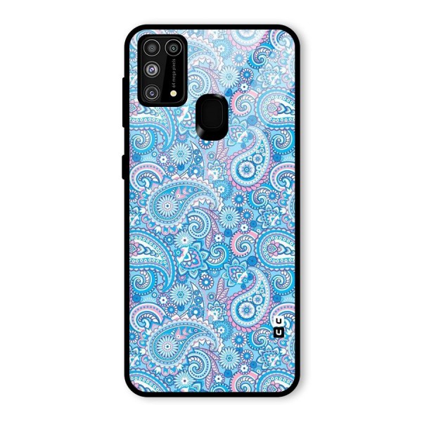 Blue Block Pattern Glass Back Case for Galaxy M31