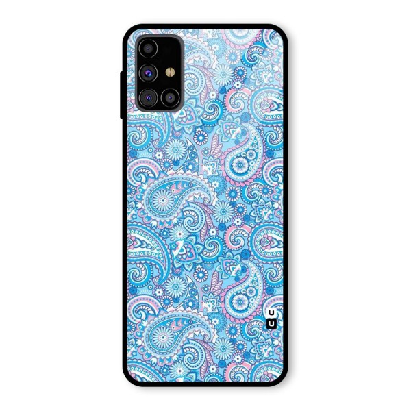 Blue Block Pattern Glass Back Case for Galaxy M31s