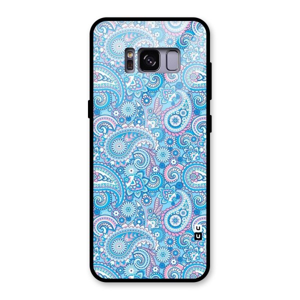 Blue Block Pattern Glass Back Case for Galaxy S8