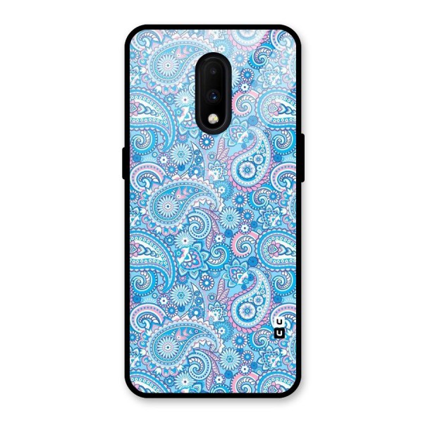 Blue Block Pattern Glass Back Case for OnePlus 7