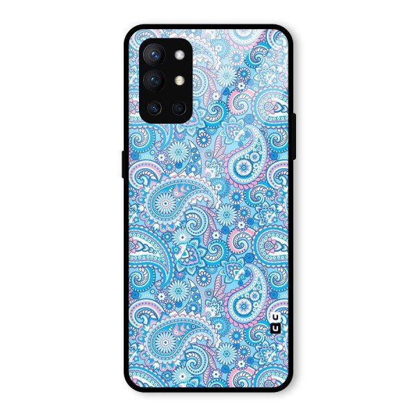 Blue Block Pattern Glass Back Case for OnePlus 9R