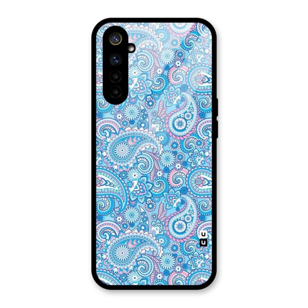 Blue Block Pattern Glass Back Case for Realme 6