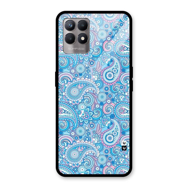 Blue Block Pattern Glass Back Case for Realme 8i