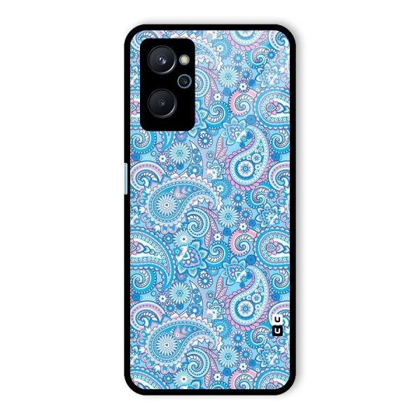 Blue Block Pattern Glass Back Case for Realme 9i