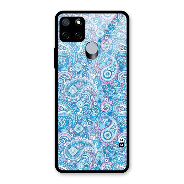 Blue Block Pattern Glass Back Case for Realme C15