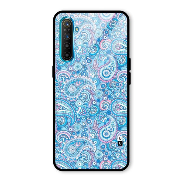 Blue Block Pattern Glass Back Case for Realme XT