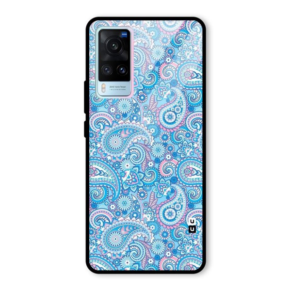 Blue Block Pattern Glass Back Case for Vivo X60