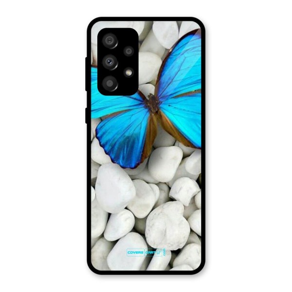 Blue Butterfly Glass Back Case for Galaxy A32