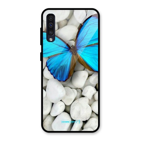 Blue Butterfly Glass Back Case for Galaxy A50s