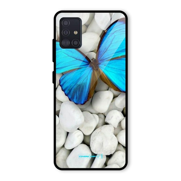 Blue Butterfly Glass Back Case for Galaxy A51