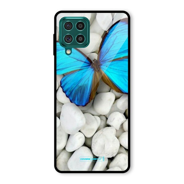 Blue Butterfly Glass Back Case for Galaxy F62