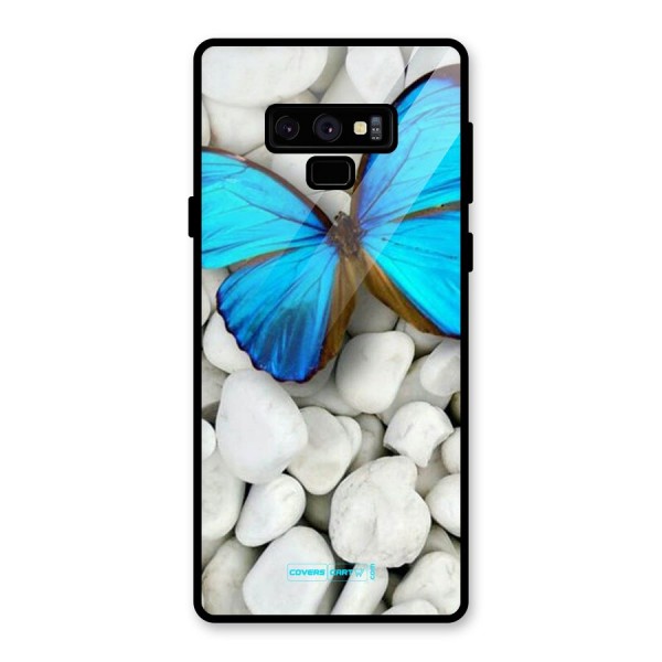 Blue Butterfly Glass Back Case for Galaxy Note 9